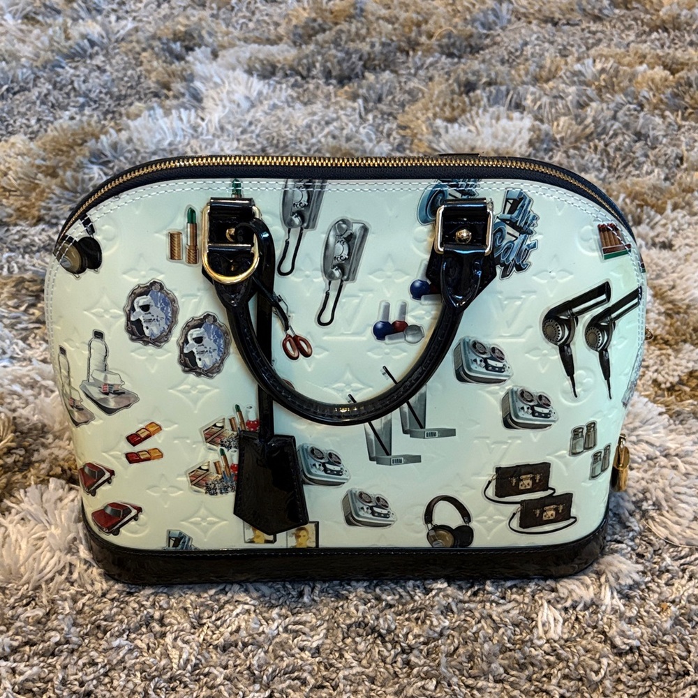 Louis Vuitton Cream and Black Alma Satchel